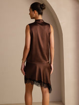 [Bitter Chocolate] SilkSilky  Sleeveless Tie Neck Camisole Top 002