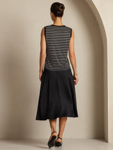 [Black Stripe] SilkSilky  Sleeveless Round Neck Camisole Top 002