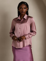 [Pale Mauve] SilkSilky  Long Sleeve Lapel Collar Women's Shirt 006