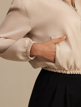 [Tan+Pink] SilkSilky  Long Sleeve Women's Outerwear 006