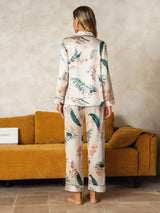 [Tropical Jungle] SilkSilky  Long Sleeve Lapel Collar Women's Pajamas 006