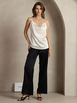 [Light Gray] SilkSilky  Spaghetti Strap Cowl Neck Camisole Top 003