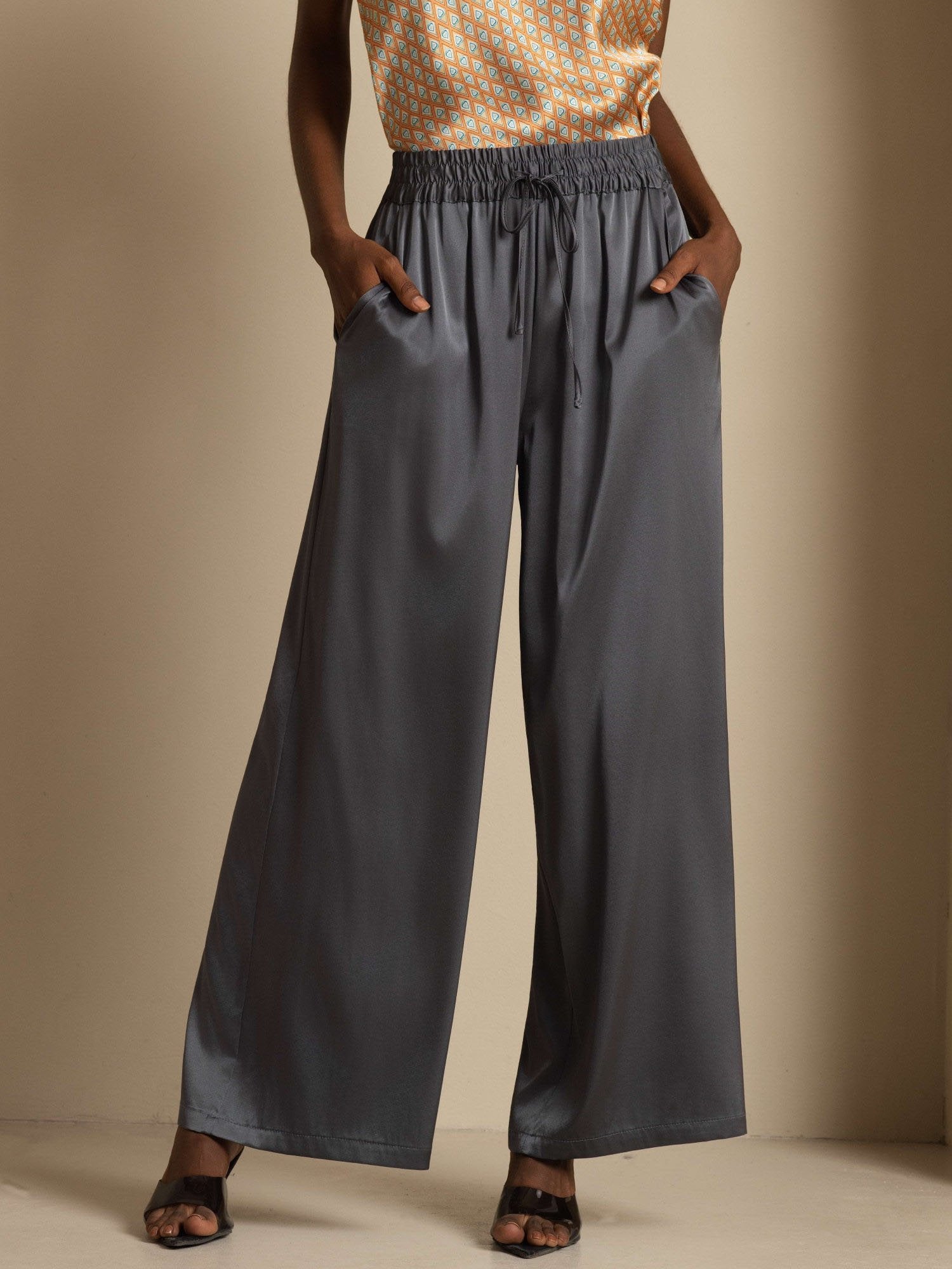 [DarkGray] SilkSilky 19Momme Silk Womens Pants 001