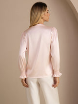 [Pink] SilkSilky  Long Sleeve Split Women's Blouse 002