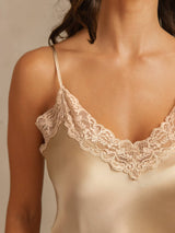 [Champagne] SilkSilky  Spaghetti Strap V Neck Camisole Set 005