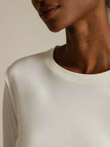 [White] SilkSilky  Long Sleeve Crew Neck Women's T-Shirt 004