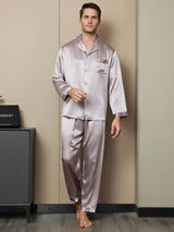 [Pale Mauve] SilkSilky  Long Sleeve Lapel Collar Men's Pajamas 003