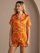 [Orange Dog] SilkSilky  Short Sleeve Lapel Collar Women's Pajamas 003