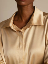 [Champagne] SilkSilky  Long Sleeve Lapel Collar Women's Shirts 006