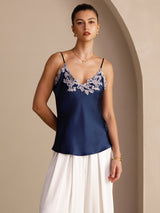 [Dark Blue] SilkSilky  Spaghetti Strap V Neck Camisole Top 004