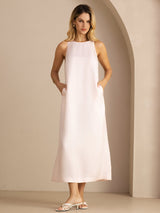 [Light Pink] SilkSilky  Sleeveless Crew Neck Dress 001