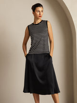 [Black Stripe] SilkSilky  Sleeveless Round Neck Camisole Top 006