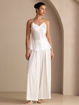 [White] SilkSilky  Spaghetti Strap V Neck Camisole Top 006