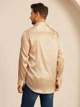 [Yellow Heart Geo] SilkSilky  Long Sleeve Lapel Collar Men's Shirt 002