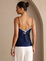 [Dark Blue] SilkSilky  Spaghetti Strap V Neck Camisole Top 002