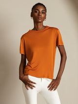 [Orange] SilkSilky  Short Sleeve Women's T-Shirt 005