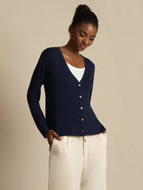 [Dark Blue] SilkSilky Long Sleeve Women's Cardigan 003