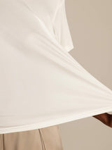 [White] SilkSilky  Short Sleeve Round Neck Women's T-Shirt 005