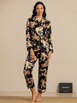 [Black Dragon] SilkSilky  Long Sleeve Lapel Collar Women's Pajamas 007
