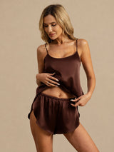[Brown] SilkSilky  Spaghetti Strap Camisole Set 003