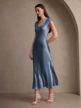 [Real Teal] SilkSilky  Cap Sleeve Dress 006