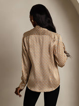 [Floral] SilkSilky  Long Sleeve Lapel Collar Women's Shirt 002