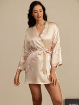 [Champagne] SilkSilky  3/4 Sleeve Women's Robe 003