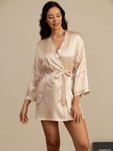 [Champagne] SilkSilky  3/4 Sleeve Women's Robe 004