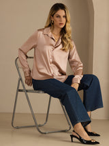 [Tuscany] SilkSilky  Long Sleeve Lapel Collar Women's Shirts 006
