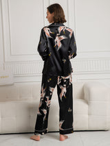 [Black] SilkSilky  19Momme Long Sleeve Notch Collar Women's Pajamas 002