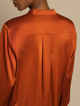[Caramel] SilkSilky  Long Sleeve Stand Collar Blouse 004