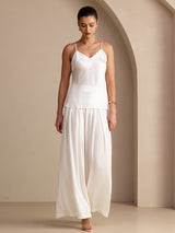 [White] SilkSilky  Spaghetti Strap V Neck Camisole Top 005