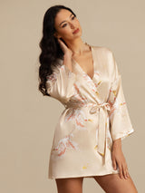 [Champagne] SilkSilky  19Momme 3/4 Sleeve Women's Robe 004