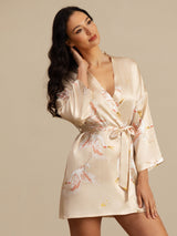 [Champagne] SilkSilky  3/4 Sleeve Women's Robe 004