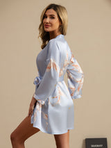 [Light Blue] SilkSilky  3/4 Sleeve Women's Robe 002