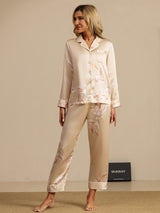 [Champagne] SilkSilky  19Momme Long Sleeve Notch Collar Women's Pajamas 001