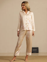 [Champagne] SilkSilky  Long Sleeve Lapel Collar Women's Pajamas 001