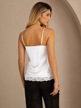 [White] SilkSilky  Spaghetti Strap V Neck Camisole Top 002