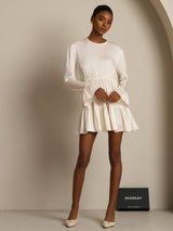 [Sea Pearl] SilkSilky  19Momme Silk Long Sleeve Round Neck Dress 009