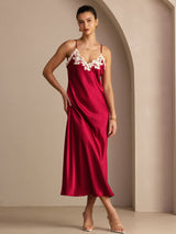 [Wine] SilkSilky  Spaghetti Strap V Neck Dress 003