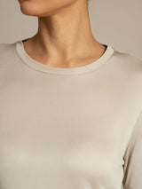 [Gray] SilkSilky  Long Sleeve Crew Neck Women's T-Shirt 004