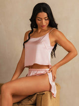 [Pink] SilkSilky  Spaghetti Strap Camisole Set 002