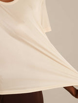 [Beige] SilkSilky  100% Silk Jersey Short Sleeve Round Neck Women's T-Shirt 004