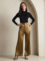 [Black] SilkSilky  Long Sleeve Turtle Neck Women's T-Shirt 008