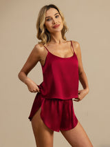 [Wine] SilkSilky  Spaghetti Strap Camisole Set 004