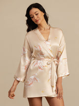 [Champagne] SilkSilky  3/4 Sleeve Women's Robe 005