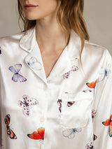 [White Butterfly] SilkSilky  Long Sleeve Lapel Collar Women's Pajamas 004