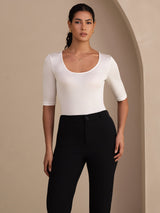 [White] SilkSilky  Half Sleeve Women's T-Shirt 001