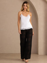 [White] SilkSilky  Spaghetti Strap V Neck Camisole Top 006