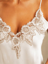 [White] SilkSilky  Spaghetti Strap V Neck Nightgown 004
